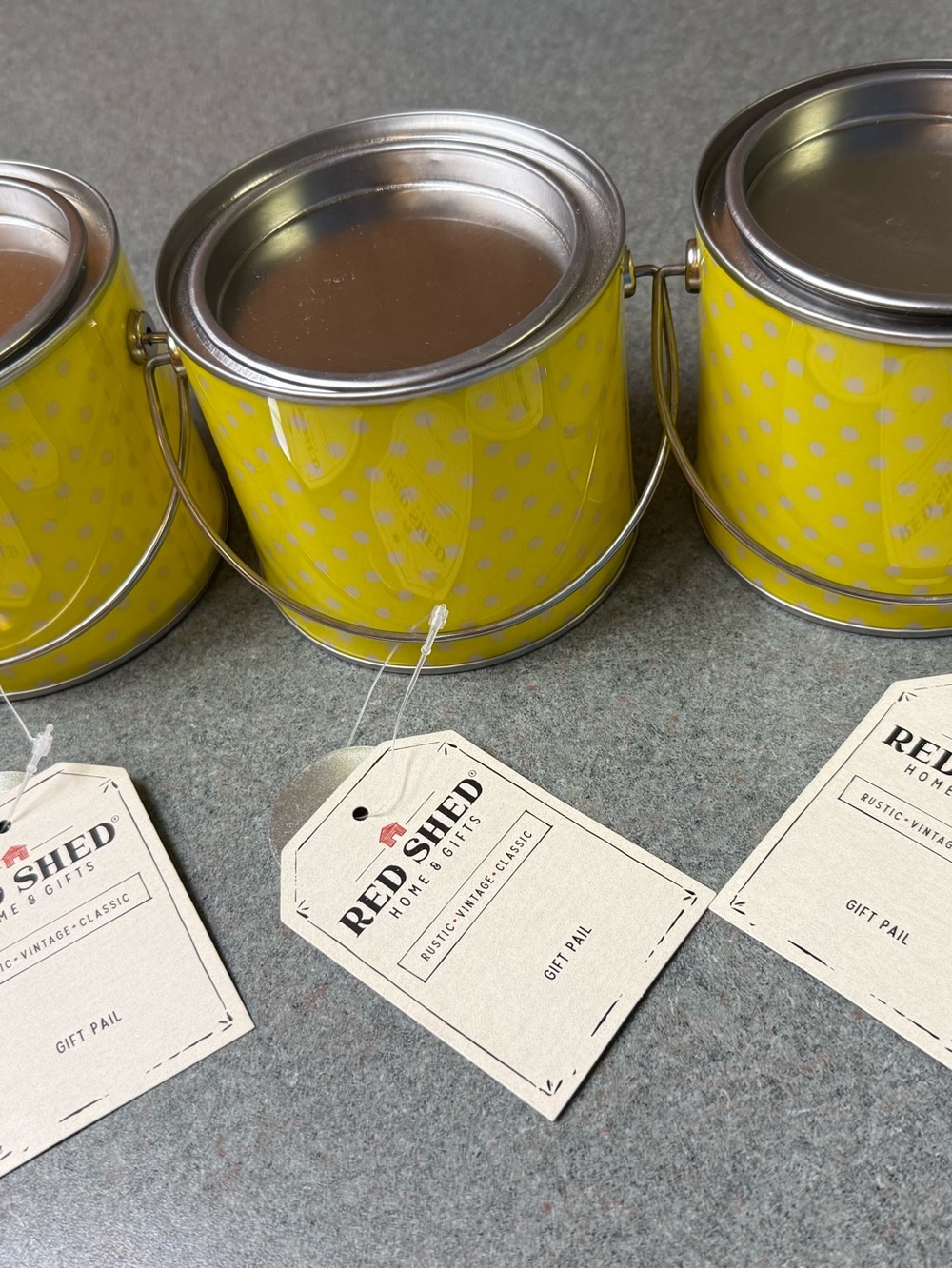 Red Shed Yellow Polka Dot Gift Pail - Set of 3